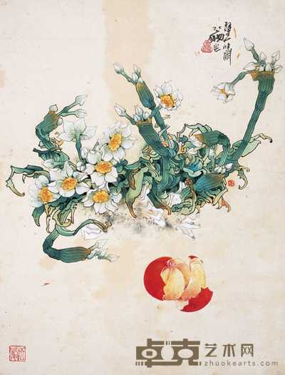 郑乃珖 福桔水仙 镜心 46×34cm